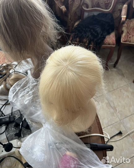 Челка из натуральных волос блонд