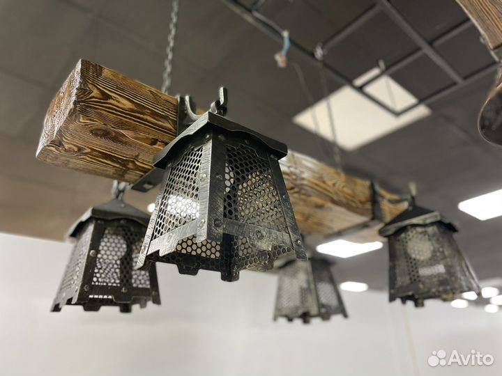 Люстра ручной работы Ковка Натуральное дерево