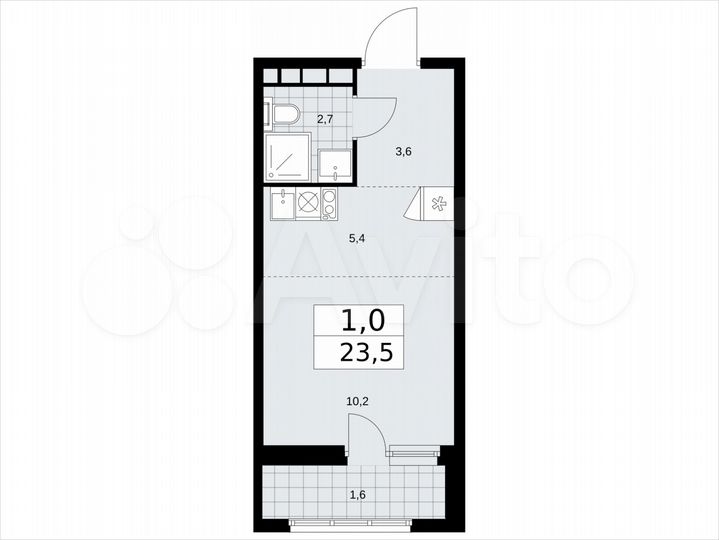 Квартира-студия, 23,5 м², 22/24 эт.