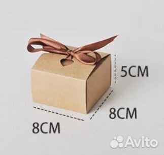 Крафт коробка подарочная с лентой 8х8х5см