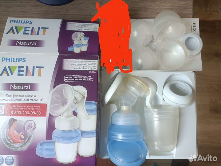 Молокоотсос ручной avent с контейнерами