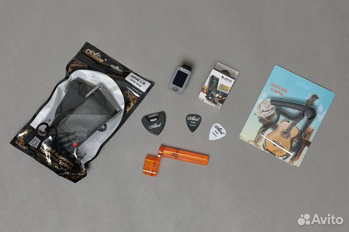 Комплект 8 в 1, натуральный - Гитара + Аксессуары