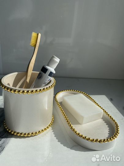 Поднос и стаканчик из гипса