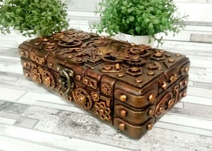 Шкатулка-купюрница в стиле стимпанк