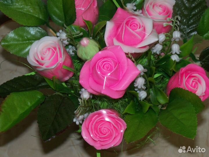 Букет роз в горшочке из мыла