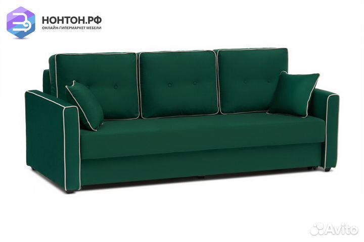 Диван еврокнижка Леон 3-х местный изумрудный