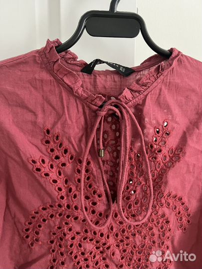 Ажурная розовая блузка рубашка xs zara