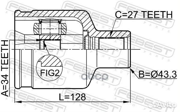 Шрус внутренний правый 34x43 3x27 (chevrolet ca