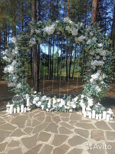 Арка на регистрацию, свечи, цветы, огни