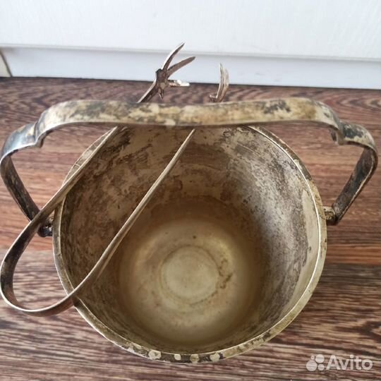 Ведро для льда с щипцами мельхиор