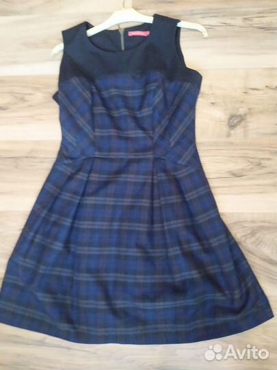 Платье синее в клетку