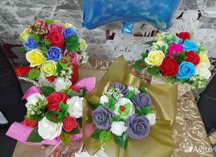 Букеты из мыльных роз