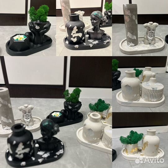 Декор для интерьера из гипса с мхом