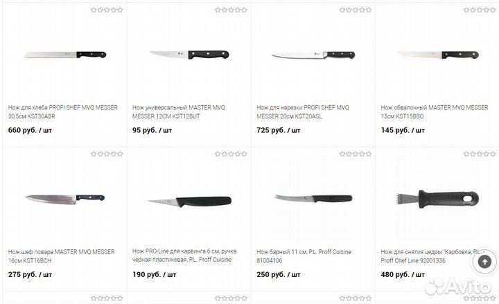 Ножи кухонные поварские в наличии