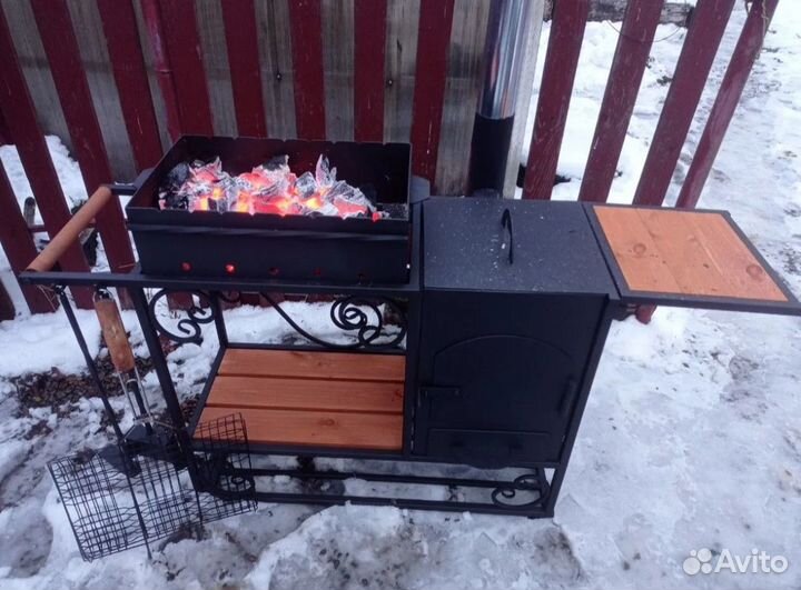 Мангал с печью для казана