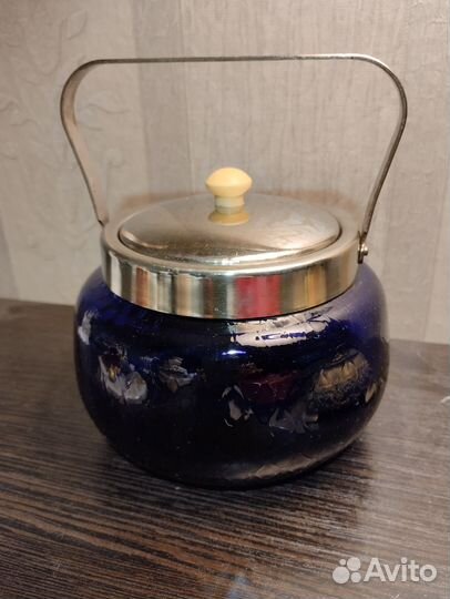 Сахарница цветное стекло СССР