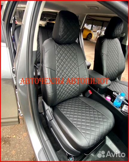 Чехлы Автопилот Skoda Yeti из экокожи чёрные Ромб