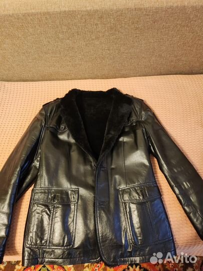 Кожаная дубленка мужская 48