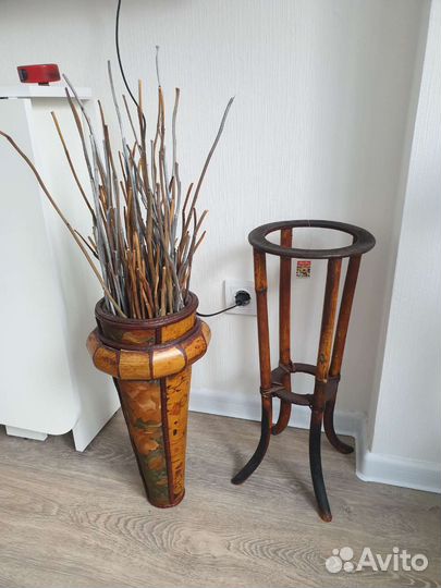 Декоративная ваза, деревянная напольная