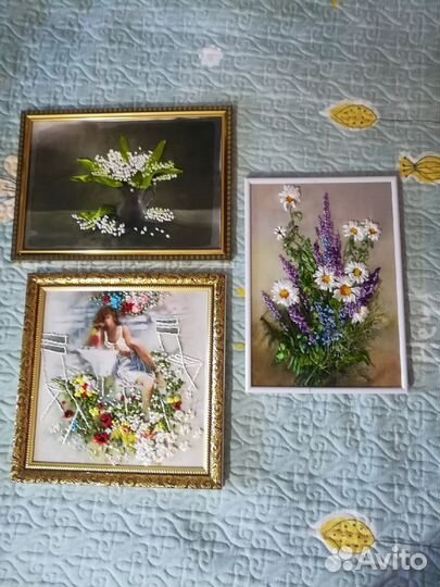 Картины вышитые лентами