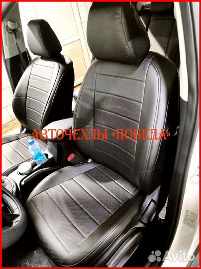 Чехлы Kia Seltos из экокожи чёрные Классика