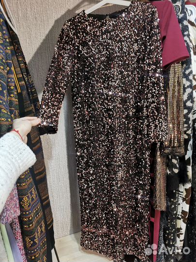 Платье золотое с пайетками Lime