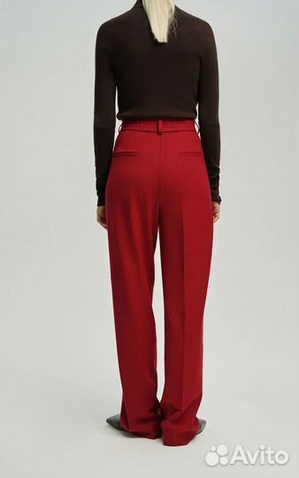 Брюки прямого кроя красные 1811 48