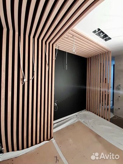 Декоративные рейки для потолков / шпон