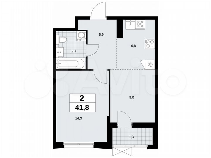 2-к. квартира, 41,8 м², 23/23 эт.