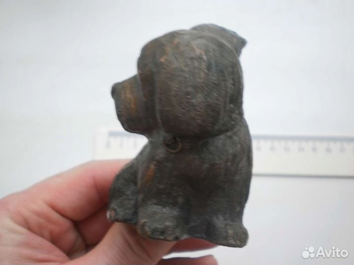 Скульптура фигура собака щенок силумин 68*95*50мм