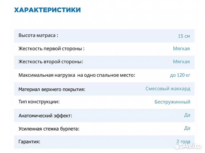 Матрас 140х190 новый беспружинный