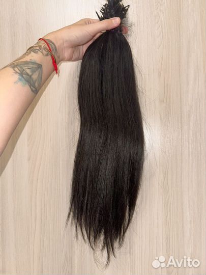 Волосы для наращивания 50 см 300 капсул черный