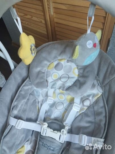 Детские электронные качели шезлонг 2в1