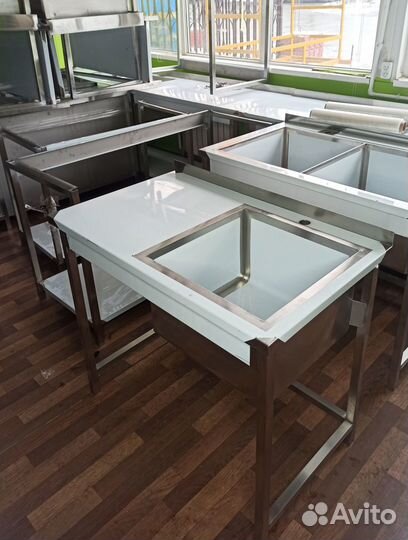 Стол с Мойкой 100x60 из нержавейки