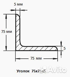 Уголок 75х75х5 мм