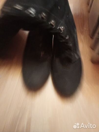 Сапоги на шнуровке женские замша 38