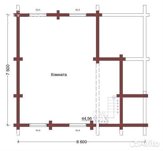 Сруб дома 8,6х7,5 из бревна