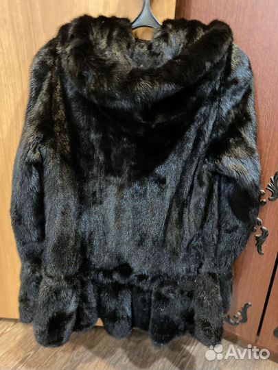 Шуба норковая с капюшоном 42 44 черная