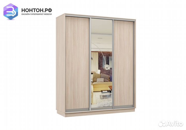 Шкаф-купе трёхдверный Процион с 1 зеркалом ясень ш