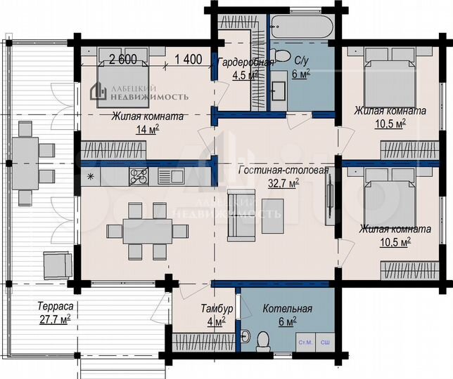 Дом 121,5 м² на участке 10,6 сот.