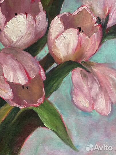 Картина маслом цветы тюльпаны