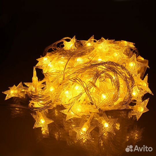 Гирлянда звёзды 100 свд, 10 метров,малина, синий