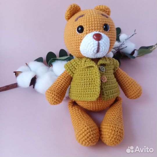 Мягкая игрушка вязаный мишка