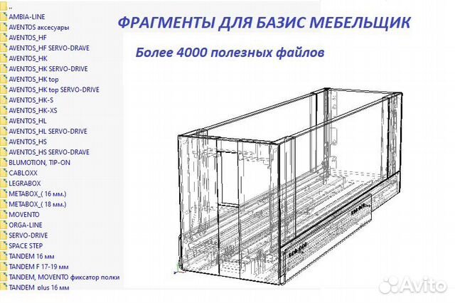 Петля рояльная для Базис Мебельщик. Blueprint шкаф. Kitchen Cabinet Construction.