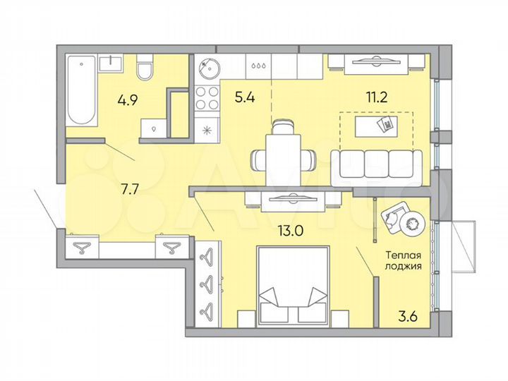 2-к. квартира, 45,8 м², 18/18 эт.