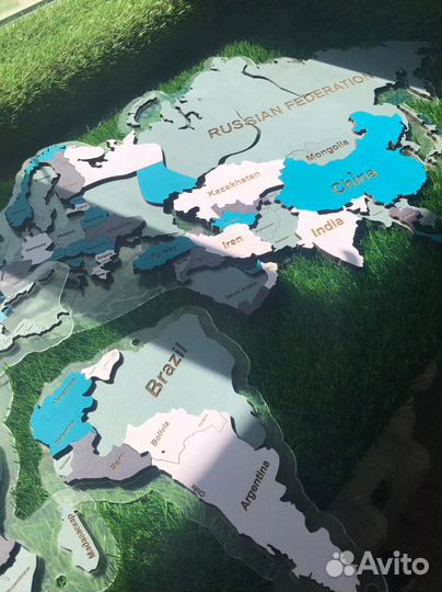 Деревянная карта Мира, России, любого региона