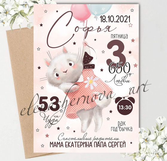 Метрика для новорожденных