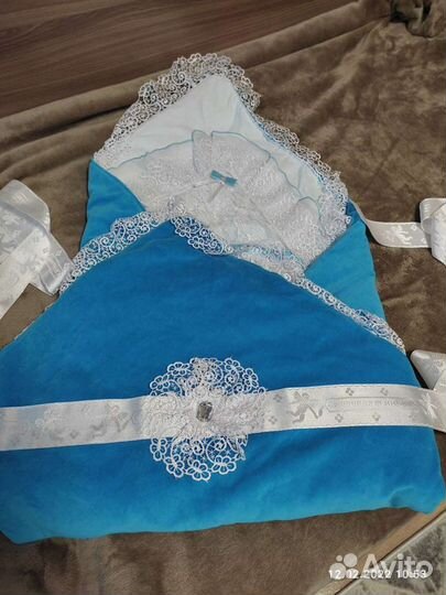 Одеяло, уголок и бант на выписку для мальчика