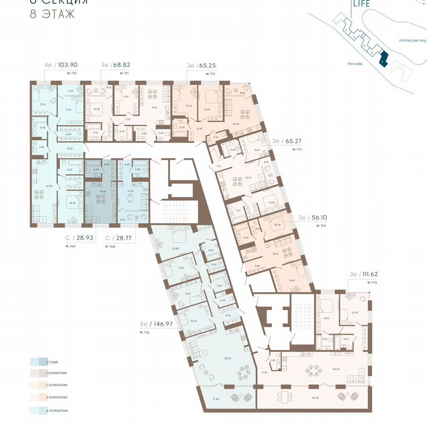 Апартаменты-студия, 29,6 м², 8/8 эт.