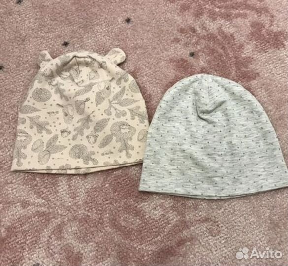 2 хлопковых шапочки Hm 86/92 новые